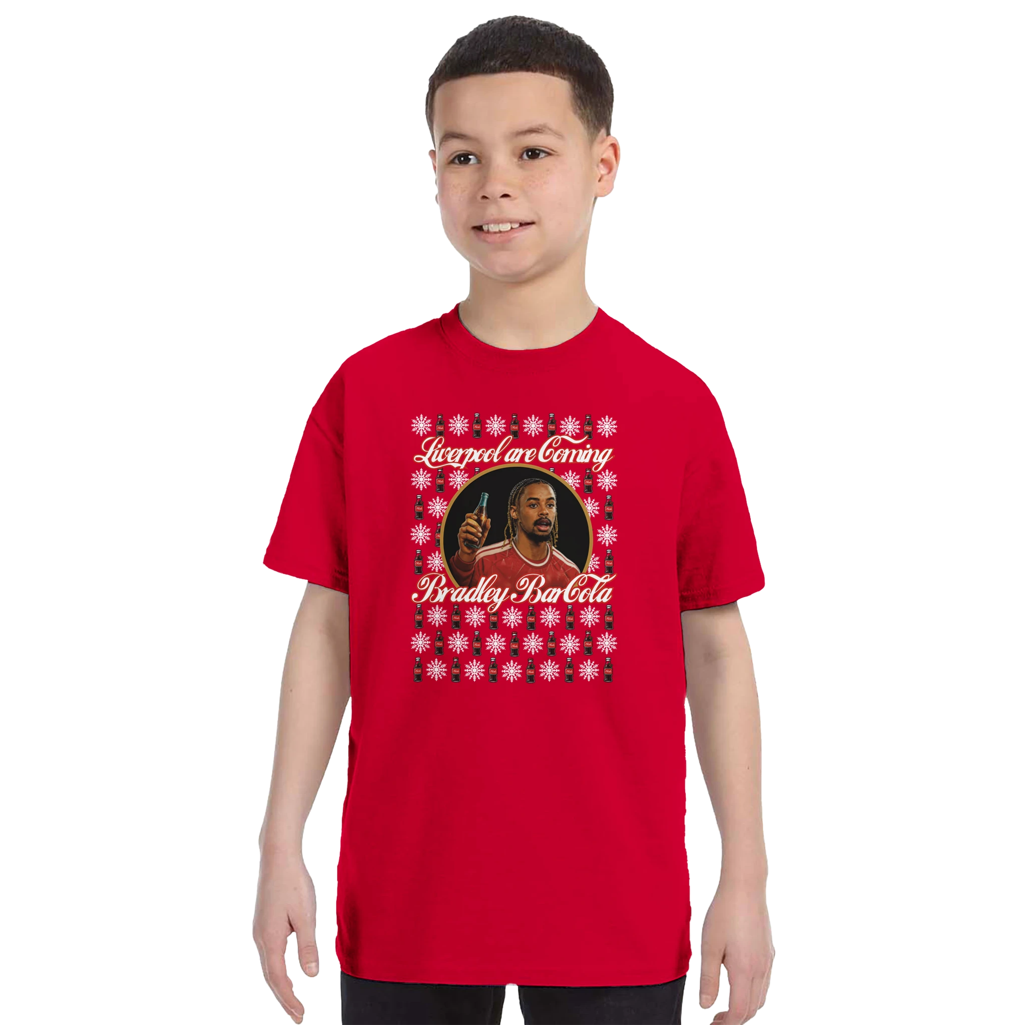 Kids - Liverpool are Coming - Bradley Barcola Christmas T-Shirt in Red