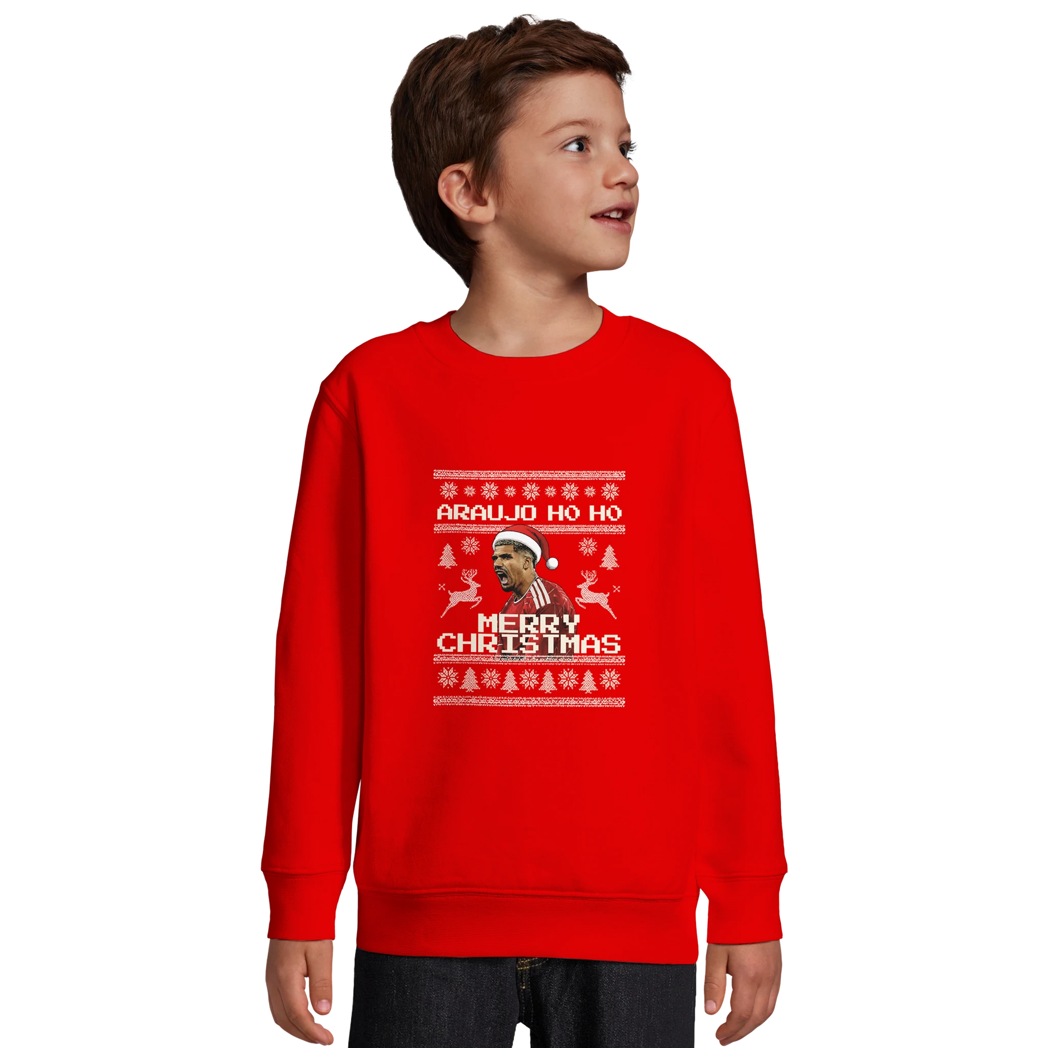 Kids - Araujo Ho Ho Merry Christmas - Christmas Jumper in Bright Red