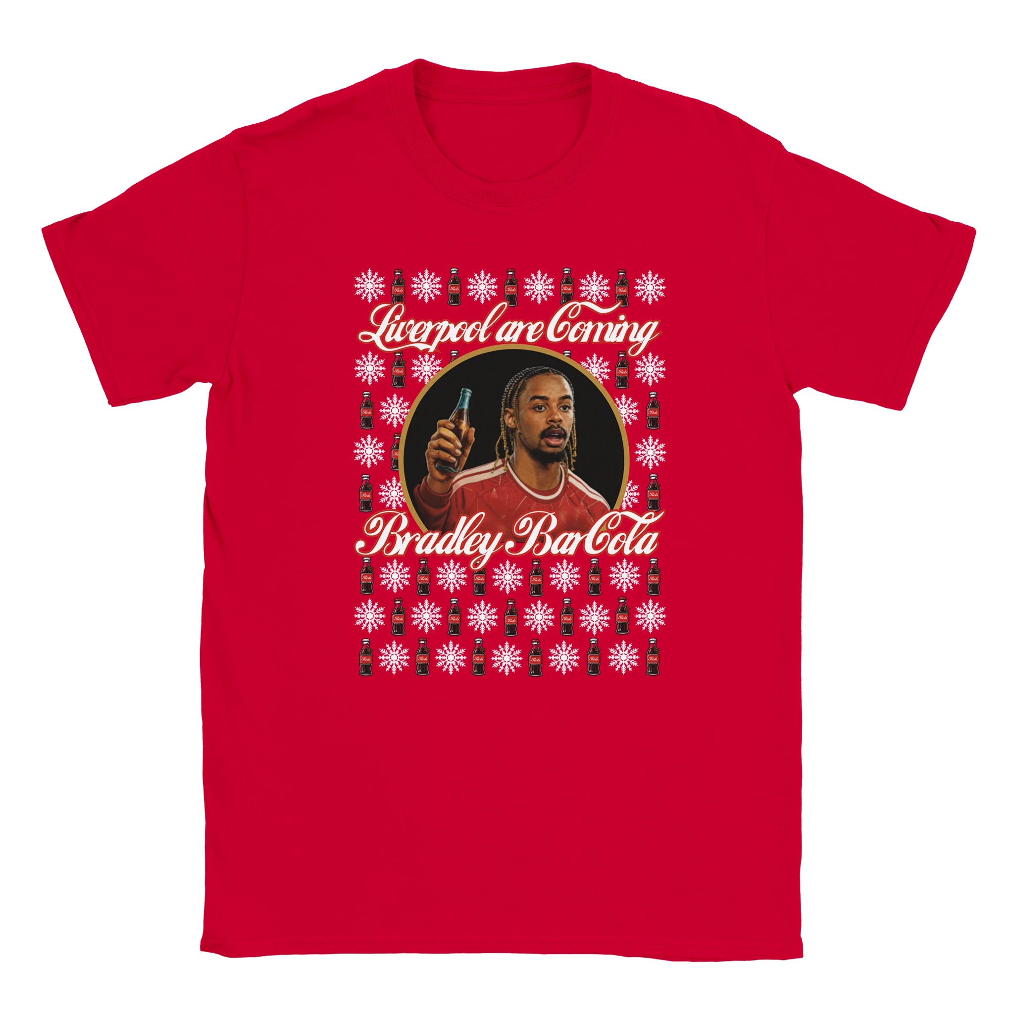 Liverpool are Coming - Bradley Barcola Christmas T-Shirt in Red